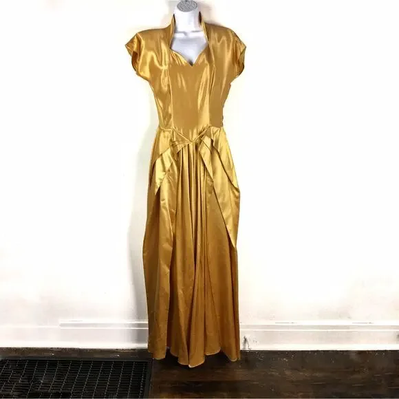 Vintage gold cocktail dress unique rare size XS/S